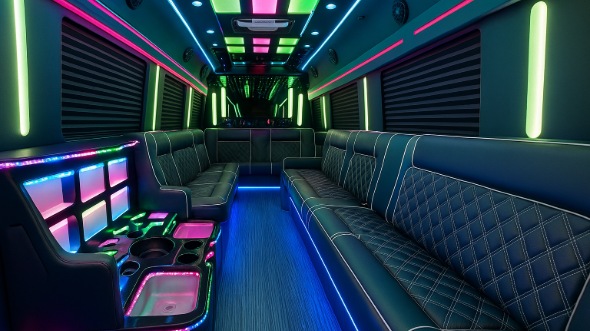 Interior of Charter Bus Company Memphis's Party Bus in Memphis