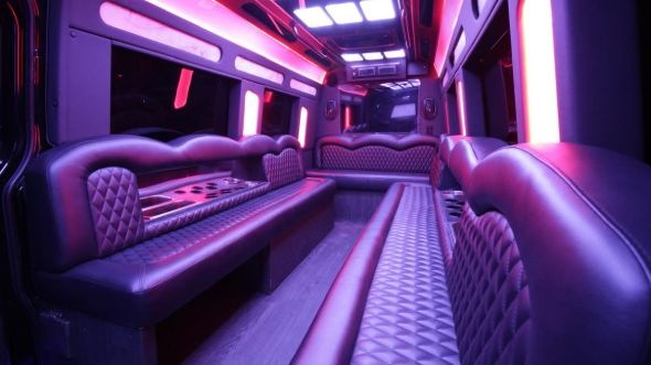 Interior of Charter Bus Company Gulfport's Sprinter Limo in Gulfport