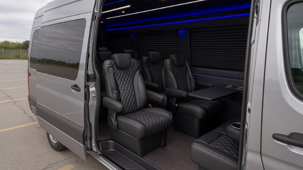 Interior of Charter Bus Company Gulfport's Sprinter Van Rental With Driver in Gulfport